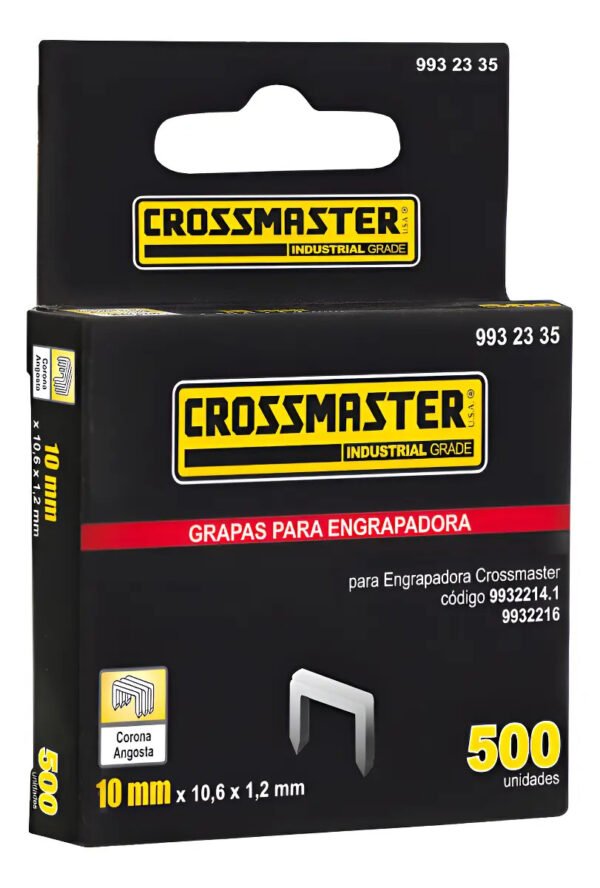 Grapas 10mm X 10,6mm X 1,2mm 500u Grampa Crossmaster 9932335 Plateado