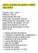 Cepilladora De Banco 318mm 1500w C/ Doble Cuchilla Lusqtoff Naranja - Imagen 3