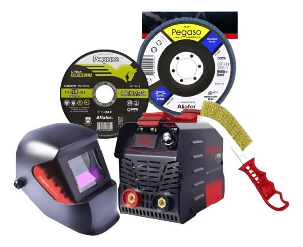 Soldadora Inverter 170amp Pegaso + Máscara + Cepillo +discos Negro
