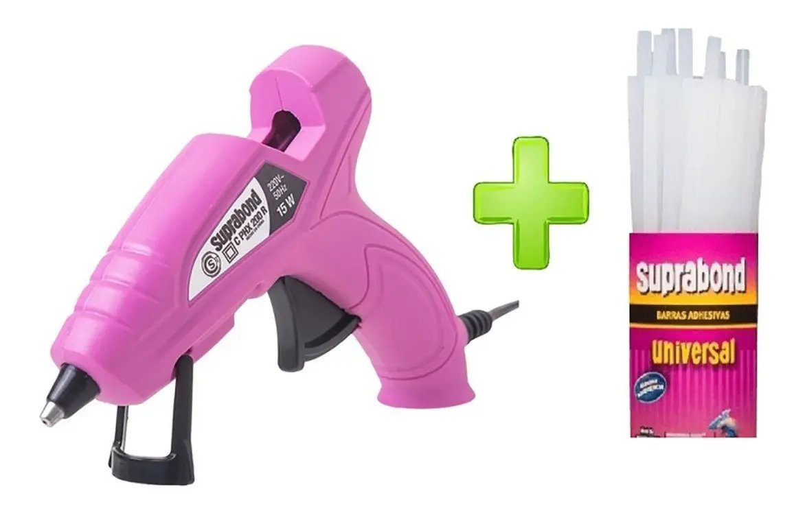Pistola Encoladora Suprabond Hx200 Rosa Chica + Barrita 1/2k Pistola Encoladora Suprabond Hx200 Rosa Chica + Barrita 1/2k - Imagen 1