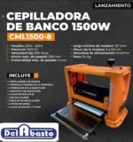Cepilladora De Banco 318mm 1500w C/ Doble Cuchilla Lusqtoff Naranja - Imagen 2