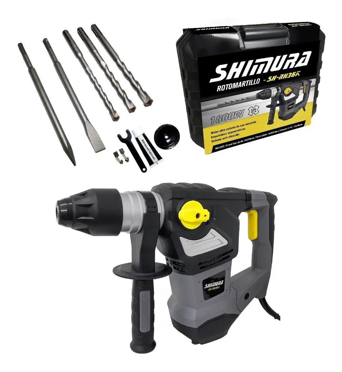 Rotomartillo Demol Sds Plus Shimura 1800w 7.0 J Kit Sh-rh36k Gris 50 Hz Rotomartillo Demol Sds Plus Shimura 1800w 7.0 J Kit Sh-rh36k Gris 50 Hz - Imagen 1