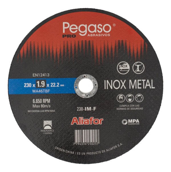 Disco De Corte Pegaso Pro 230mm X 1.9mm Mp-230-im-f Premium Rojo