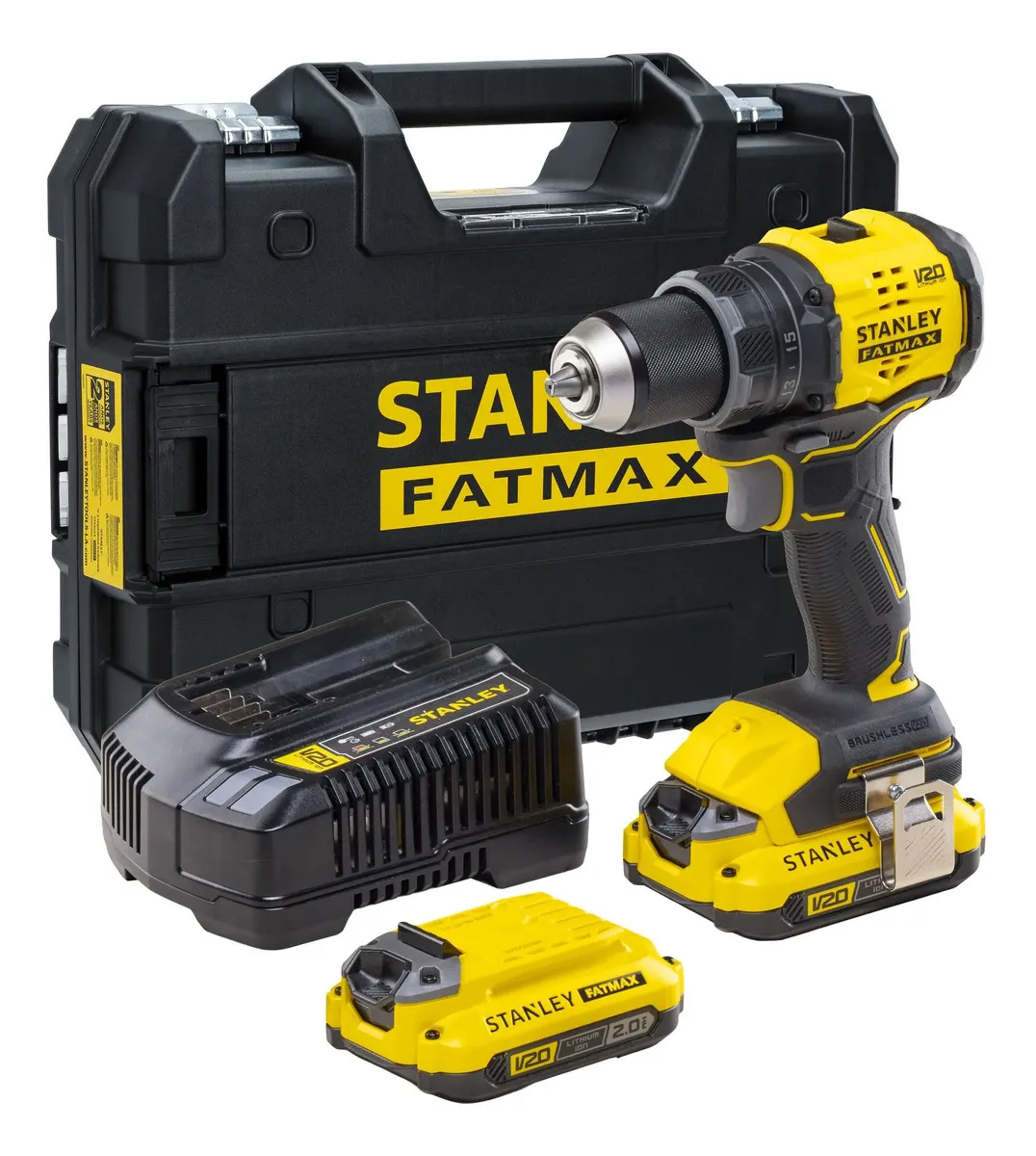 Kit Taladro Atornillador Stanley + Carg Y Bat 20v Brushless Taladro Atornillador 13mm Stanley Carg Y Bat 20v Brushless - Imagen 1
