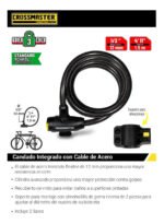 Candado Con Cable De Acero 12 Mm 1.5 Mt Crossmaster 9933435 Negro - Imagen 2