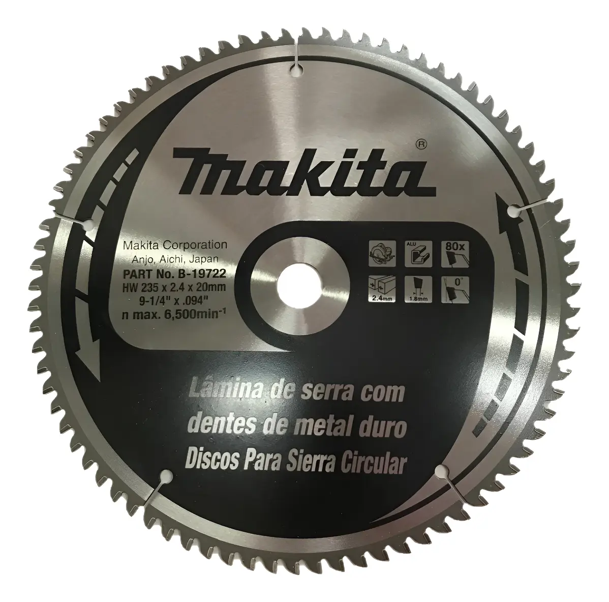 Disco De Sierra Circular Makita Aluminio 9-1/4 235mm B-19722 Plateado Disco De Sierra Circular Makita Aluminio 9-1/4 235mm B-19722 Plateado - Imagen 1