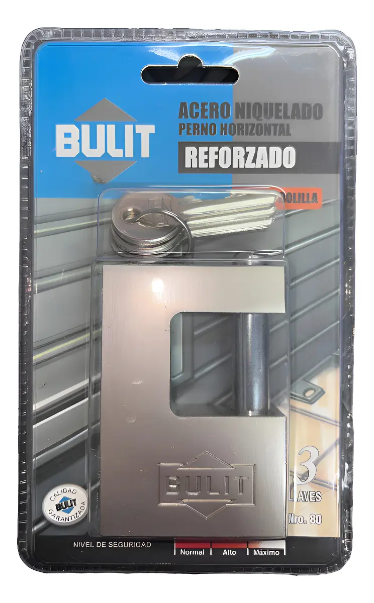 Candado Anti Cizalla Bulit Cuadrado Acero 80mm 3 Llaves Ar80 Gris Candado Anti Cizalla Bulit Cuadrado Acero 80mm 3 Llaves Ar80 Gris - Imagen 1