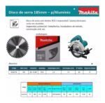 Hoja Disco Sierra Circular Makita 185mm 40d P/alumin D-62119 Plateado - Imagen 3