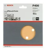 Set De 5 Lijas Para Lijadora Rotoorbital Bosch 150mm Grano 400 Con Abrojo Cod: 2608605093