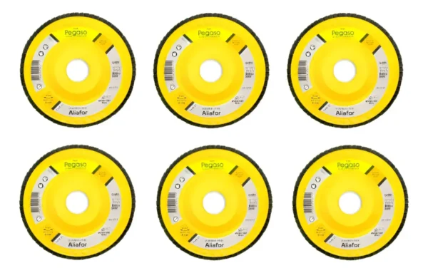 Pack Disco Flap Pegaso 115mm X6 - Grano 36/60/80/120/220/400 Amarillo