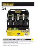 Cincha Cinta Con Crique 4 Unidades 5mx25mm 700kg Crossmaster Negro - Imagen 2