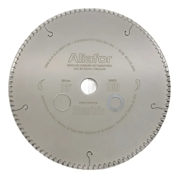 Disco Ingletadora Aluminio 100 Dientes 300mm 12puLG Aliafor Gris