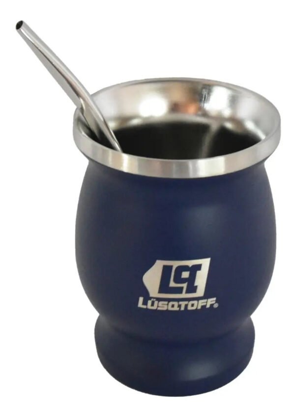 Mate C/ Bombilla De Acero Inoxidable 300 Ml Lusqtoff Azul Azul