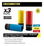 Set Bocallaves Crossmaster Tubos Impacto Largos Llantas 3pz - Imagen 2