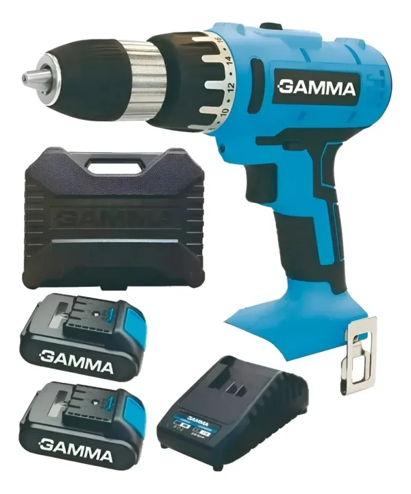 Taladro Atornillador Inalambrico 21v 13mm C/ Percutor Gamma Celeste 50