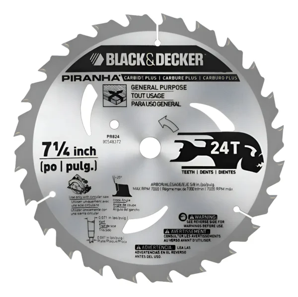 Disco Hoja De Sierra 7-1/4'' 24 Dientes Black+decker Pr824 P Plateado