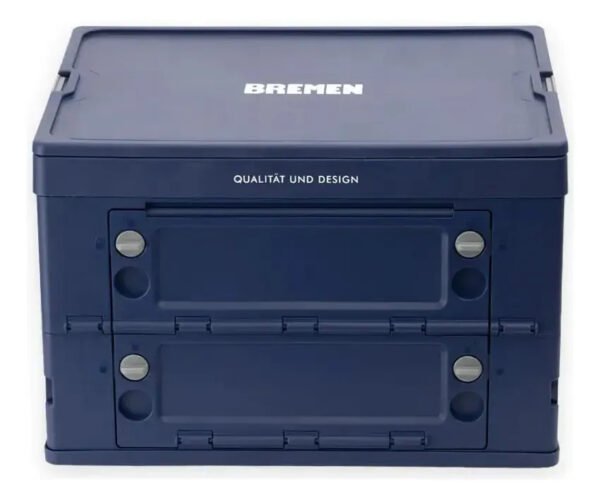 Caja Plegable Tapa 27lt Bremen Reforzada Apilable Organizado Azul Oscuro
