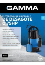 Bomba Sumergible Desagote Agua Sucia 0.75 Hp Gamma G3206ar Celeste - Imagen 2