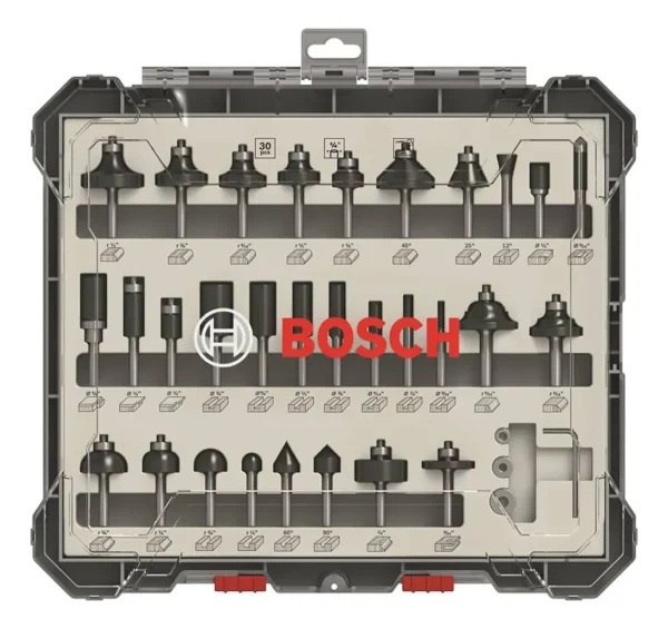 Juego Set De Fresas Kit Router Tupi Para Madera 30 Pz Bosch