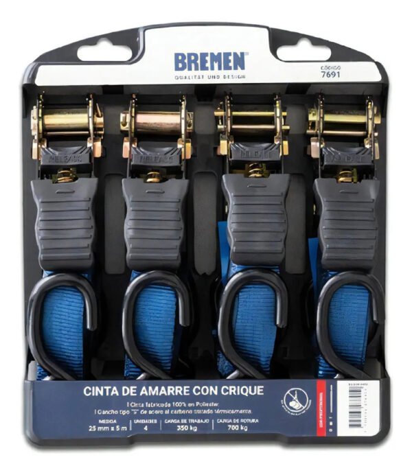 Criquet Tensor Suncho Cinta Amarre Carga 700k Bremen 7691 X4 Azul