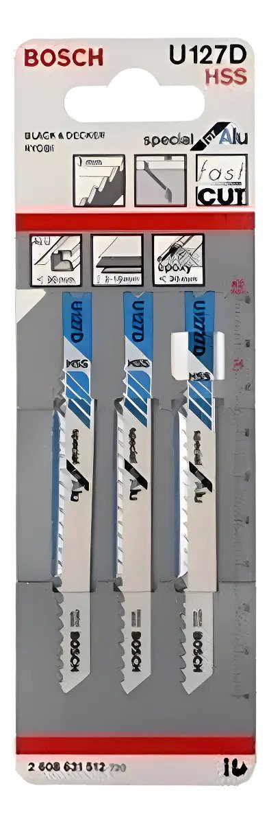Hojas De Sierra Caladora X 3 Unid. Bosch U127d P/ Aluminio Sierra Caladoras