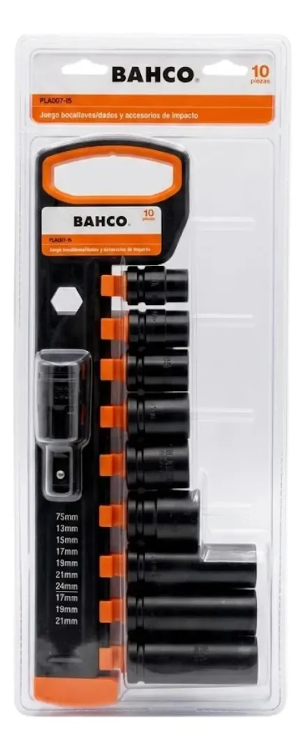 Juego Tubos Bahco Alto Impacto Mm P/ Llave Impacto Pla007-is Negro Mate