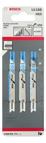 Hojas De Sierra Caladora X 3 Unid. Bosch U118b Para Metal Sierra Caladoras