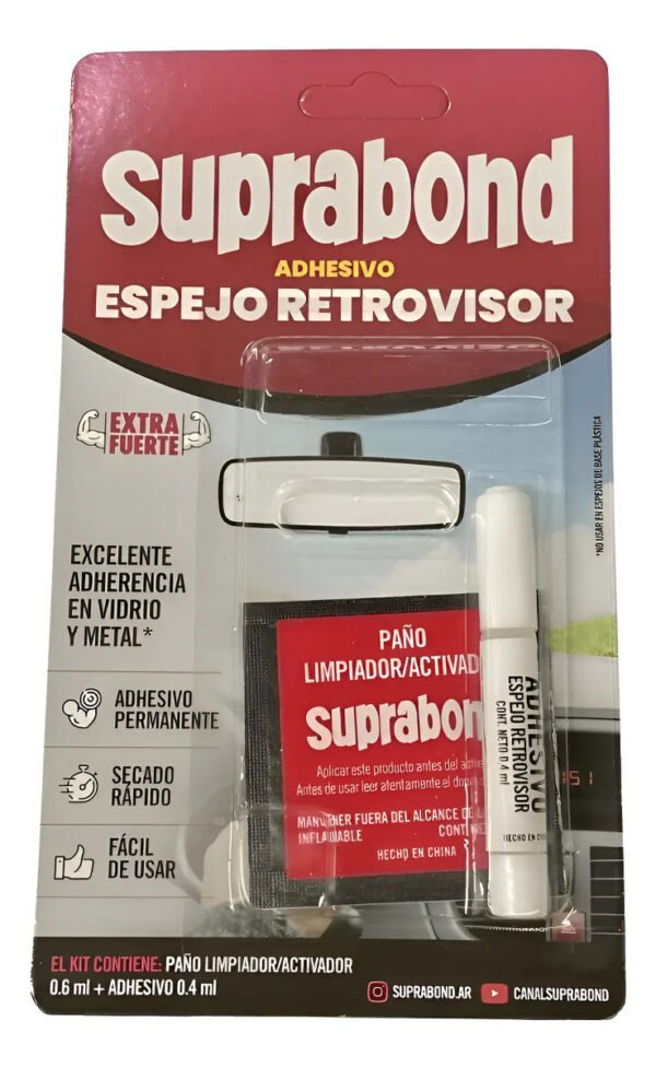 Adhesivo Suprabond Espejo Retrovisor - Pegamento Parabrisas Blanco