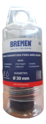 Broca Copa Diamantada Bremen 30mm Para Amoladora 8055 - Imagen 4