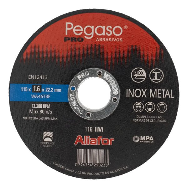 Disco De Corte Pegaso Pro 115 Mm X 1.6 Mm Mp-115-im Premium Rojo