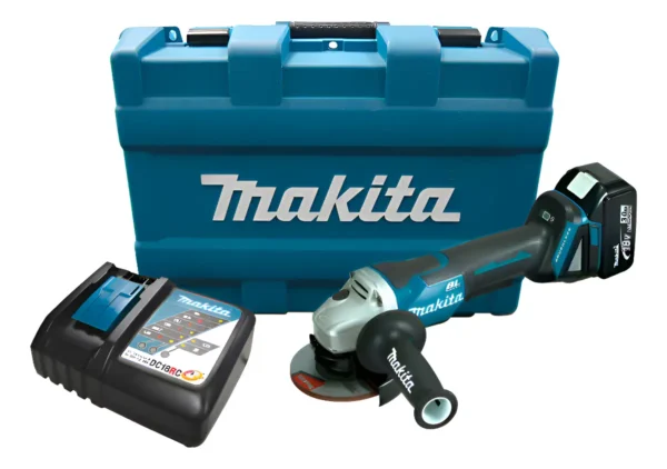 Amoladora Makita Inalambrica 18v Dga455rf 115mm Bat Carg Mal Turquesa