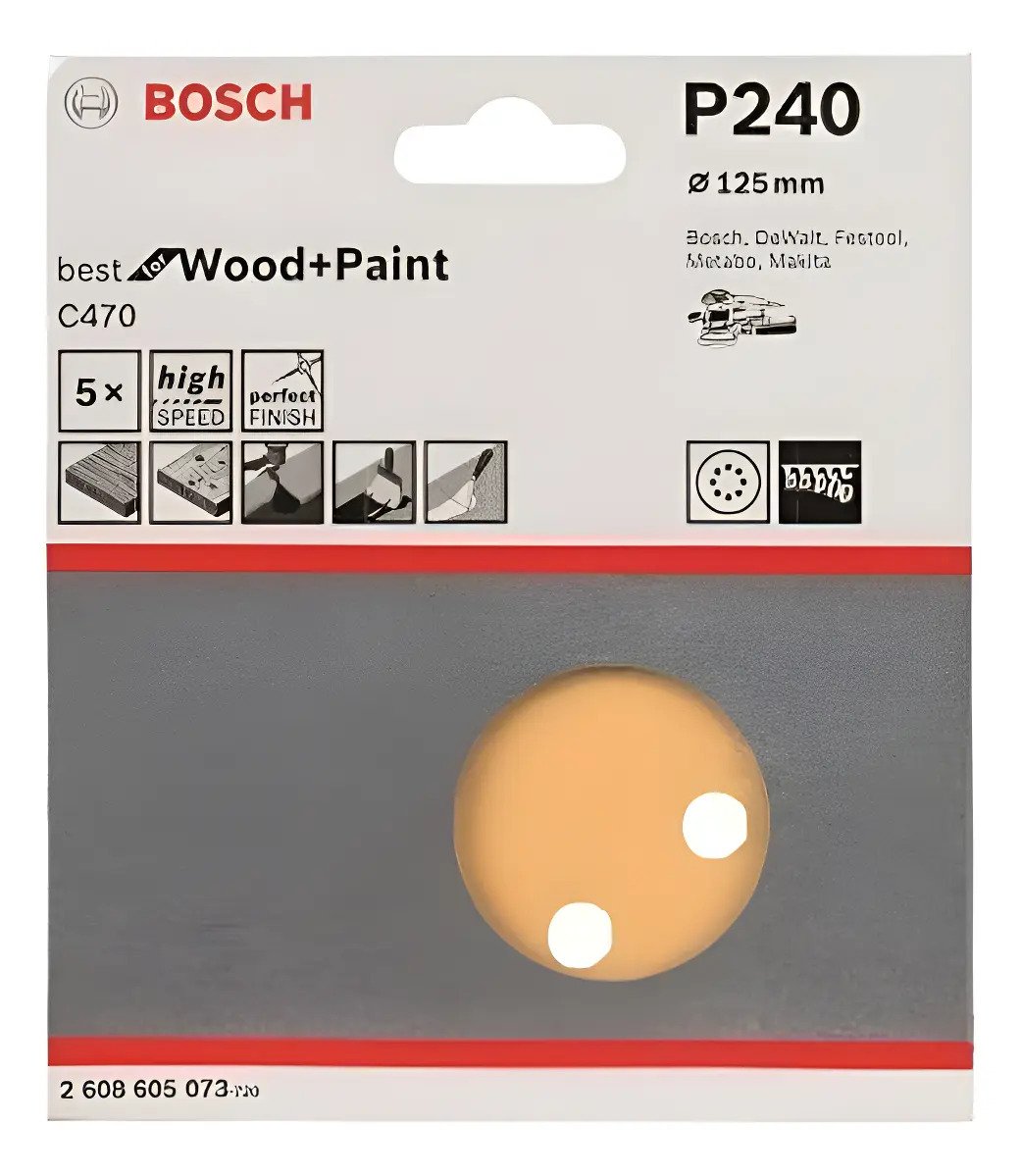 Set De 5 Lijas Para Lijadora Rotoorbital Bosch 125mm G240 5 Set De 5 Lijas Para Lijadora Rotoorbital Bosch 125mm G240 5 - Imagen 1