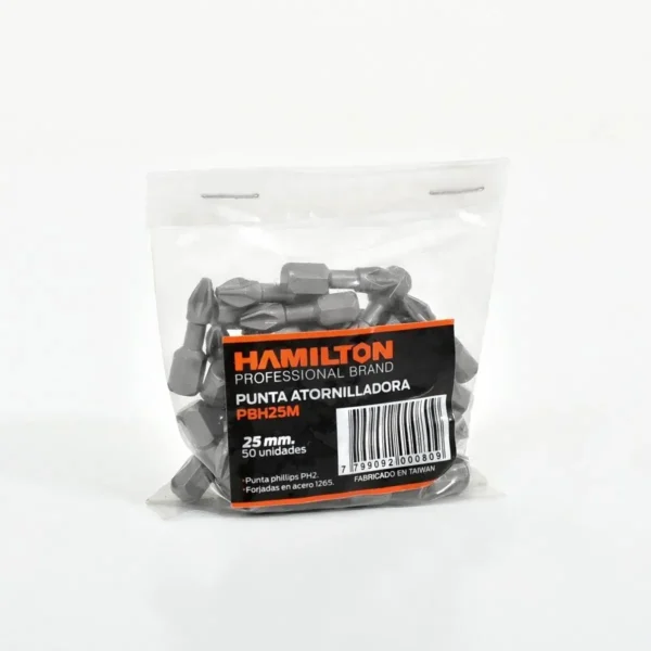 Puntas Atornilladoras Phillip 25mm Ph2 50u Hamilton Pbh25m