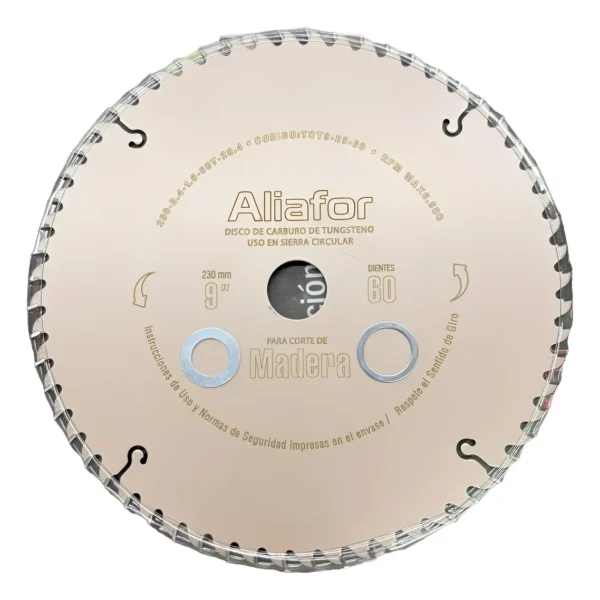 Disco Sierra Ingletadora Madera 60 Dientes 230mm Aliafor Marrón Claro