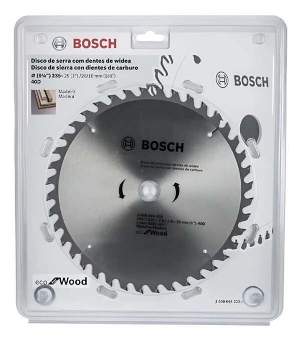 Hoja Disco Sierra Circular Bosch 235mm 60d Para Madera 334 Gris
