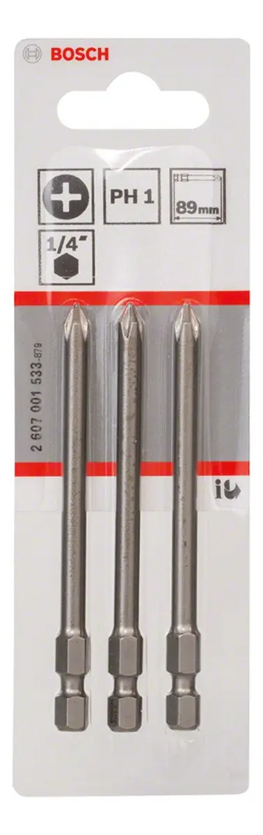 Puntas Philips Ph1 X 89mm P/atornillador X3 Bosch 2607001533