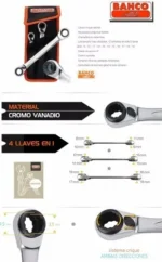 Juego De Llaves Combinadas Con Crique Ratchet Bahco S4rm/4t - Imagen 5