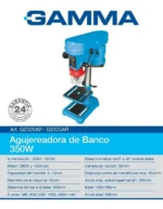 Taladro Perforador De Banco 1/3 Hp 13mm Gamma + Morsa Plana Celeste - Imagen 6