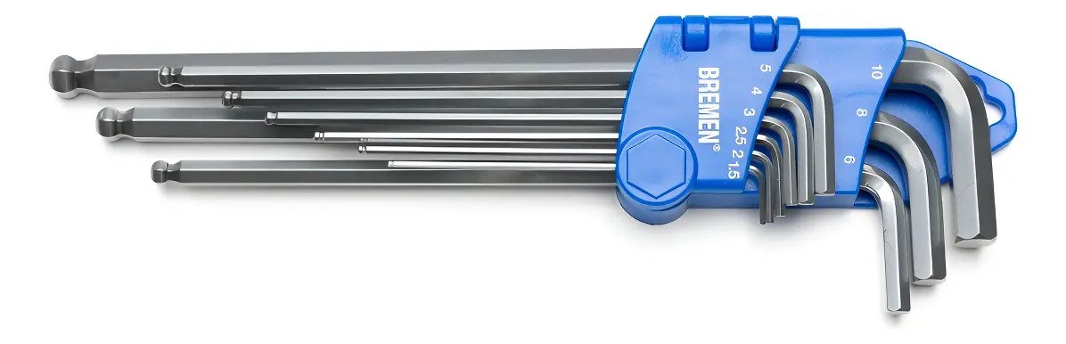 Llave Allen X 9 Pza Larga Cardanica Milimetro Bremen 3970 Plateado Llave Allen X 9 Pza Larga Cardanica Milimetro Bremen 3970 Plateado - Imagen 1
