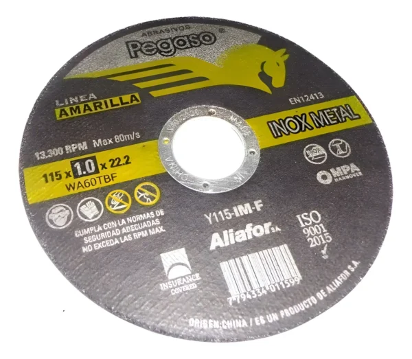 Disco Corte Aliafor Pegaso Inoxidable Metal 115mx1,6m X1 Uni Negro