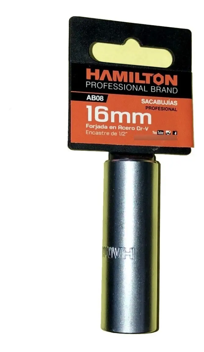 Tubo Saca Bujia Hamilton 16mm Encastre 1/2 Ab08 Tubo Saca Bujia Hamilton 16mm Encastre 1/2 Ab08 - Imagen 1