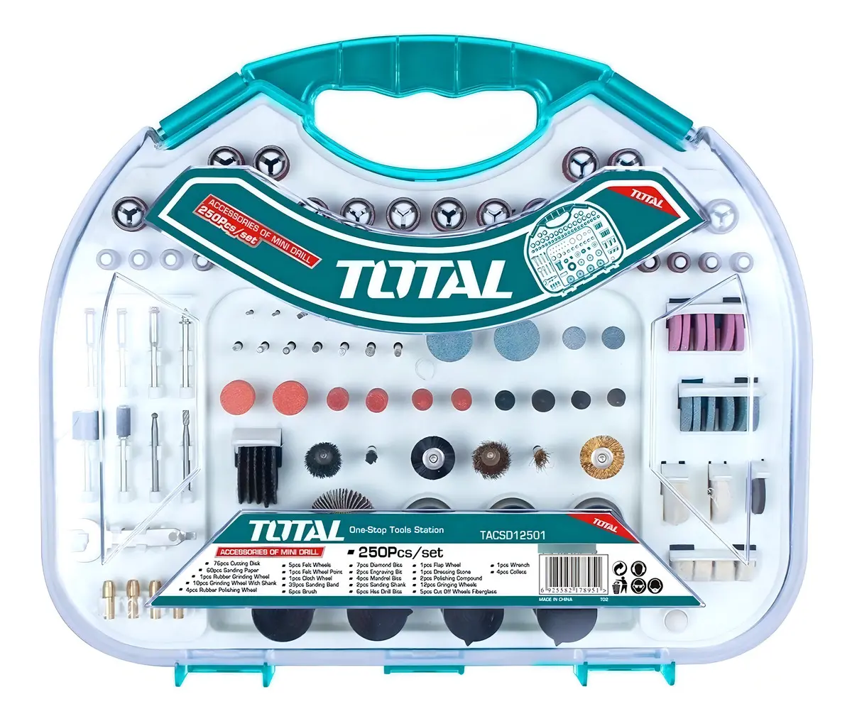 Kit De Accesorios P/minitorno 250pc Maletín Total Tacsd12501 Kit De Accesorios P/minitorno 250pc Maletín Total Tacsd12501 - Imagen 1
