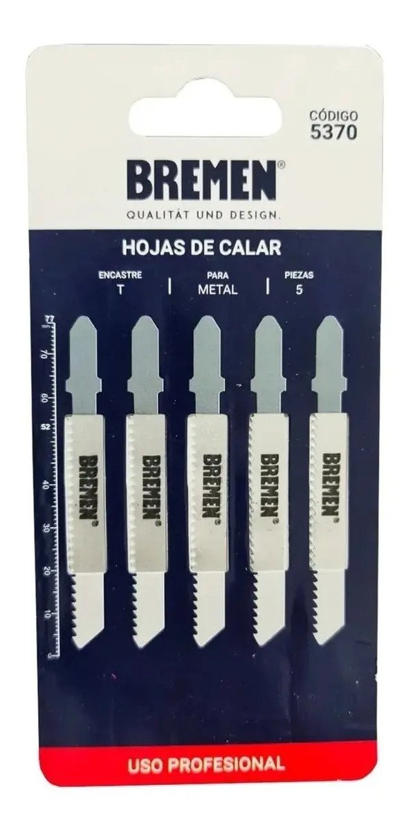 Hojas De Sierra Caladora T X 5 Unid. Bremen 5370 Para Metal