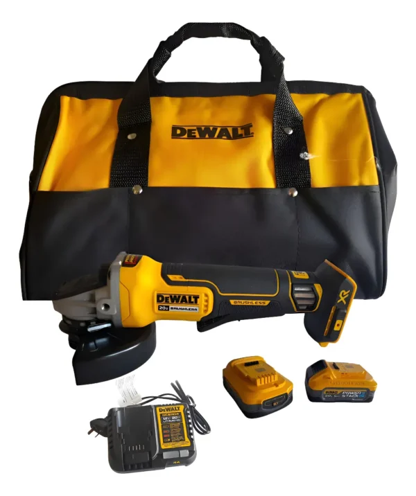 Amoladora Dewalt 20v + 2 Bat 5ah Powerstack + Cargador Amarillo