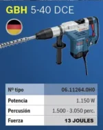 Martillo Rotopercutor Demoledor Bosch Gbh 5-40 Dce Aleman Azul 50 - Imagen 6