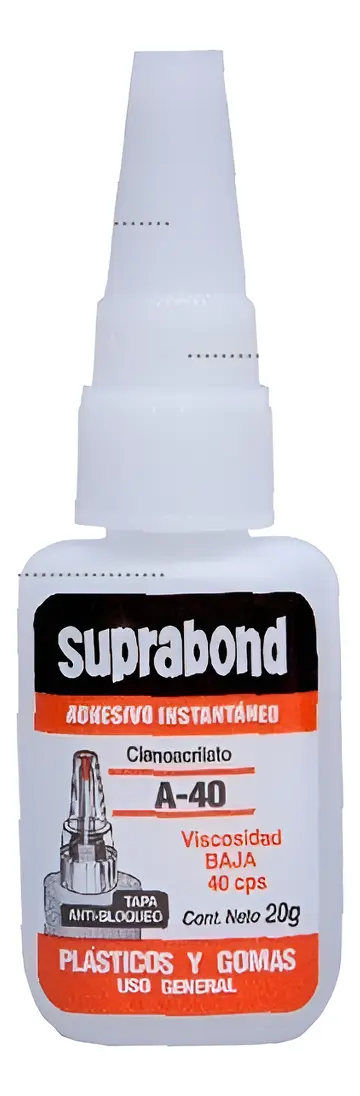 Adhesivo Cianoacrilato Suprabond A-40 Plásticos Y Gomas 20g