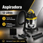 Aspiradora 12 Litros 1200w Tacho Acero Inox Seco Y Húmedo Amarillo - Imagen 5
