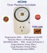 Timer Mecanico Analogico Programable Enchufable 10amp 1660 - Imagen 3