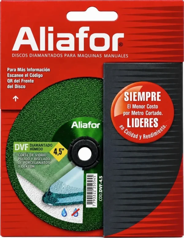 Disco Corte 115mm Vidrio Pulido Biselado Porcelanat Aliafor Verde