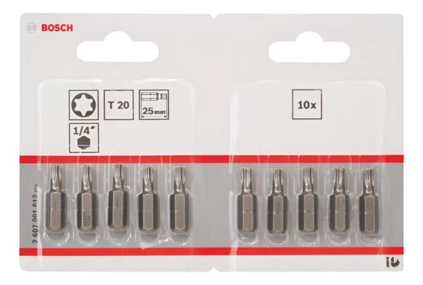 Set Puntas Atornillador Bosch Torx T20 X25mm X 10 Unid